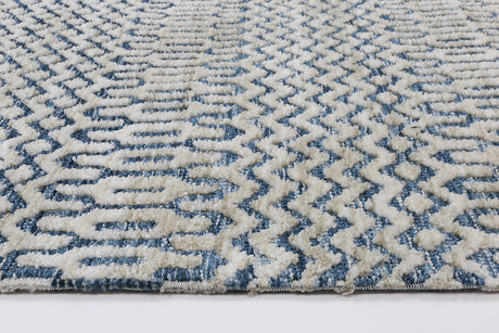 Navy tribal polyester floor rug 240x330cm