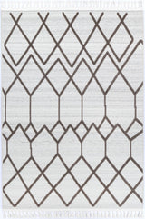 Geometric polypropylene floor rug in cream beige, 160 x 230 cm