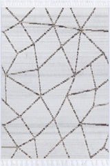 Geometric polypropylene floor rug in cream beige, 160 x 230 cm