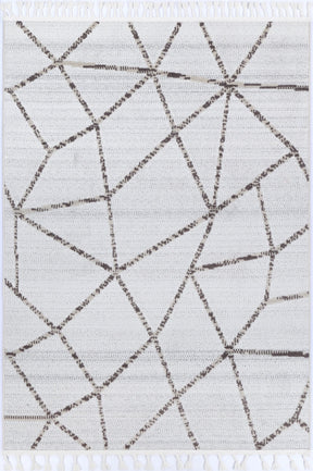 Geometric polypropylene floor rug in cream beige, 160 x 230 cm