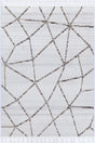 Geometric polypropylene floor rug in cream beige, 160 x 230 cm
