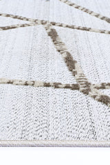 Geometric polypropylene floor rug in cream beige, 160 x 230 cm