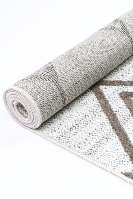 Geometric Contemporary Floor Rug, Cream 240x330cm