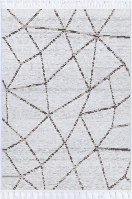 Cream beige geometric polypropylene floor rug 240x330cm