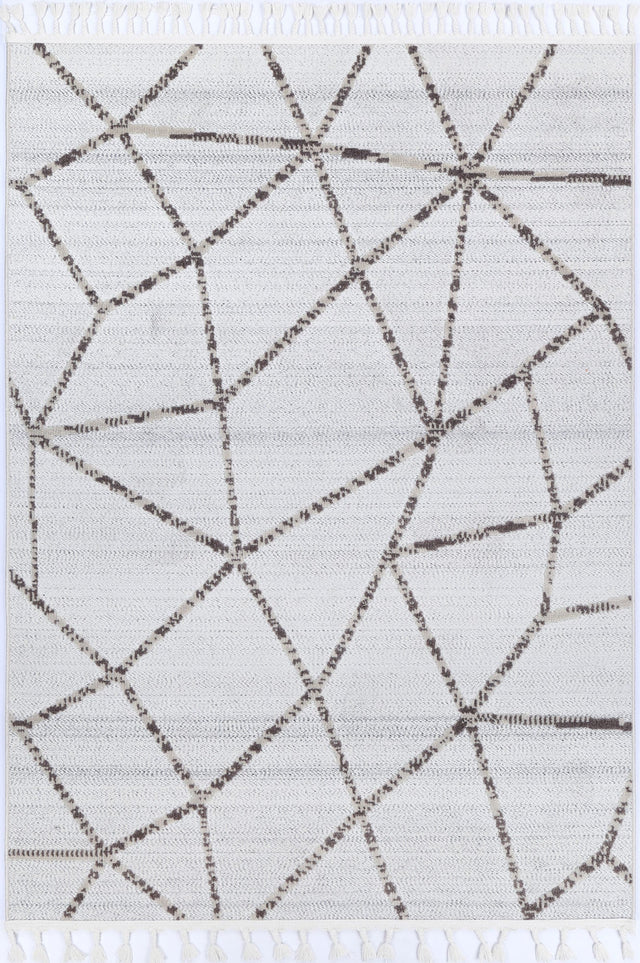 Cream beige geometric polypropylene floor rug 240x330cm