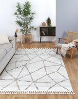 Cream beige geometric polypropylene floor rug 240x330cm