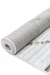 Cream beige geometric polypropylene floor rug 240x330cm