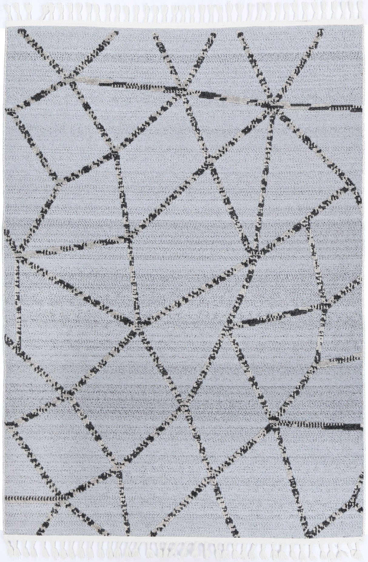 Grey geometric polypropylene floor rug 240x330cm
