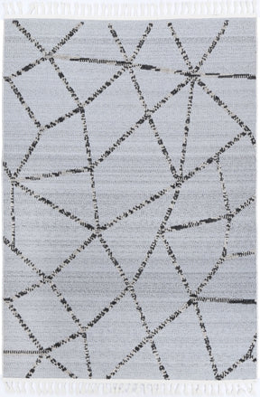 Grey geometric polypropylene floor rug 240x330cm