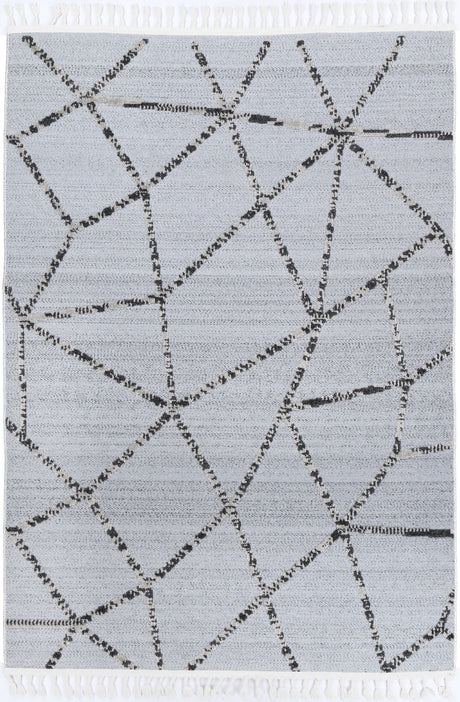 Grey geometric polypropylene floor rug 240x330cm