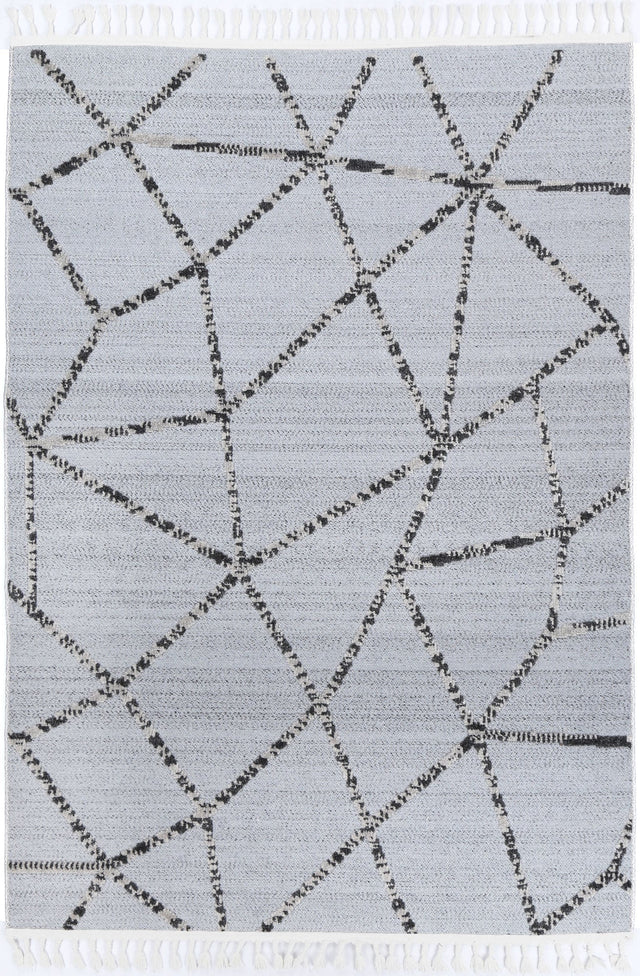 Grey geometric polypropylene floor rug 240x330cm