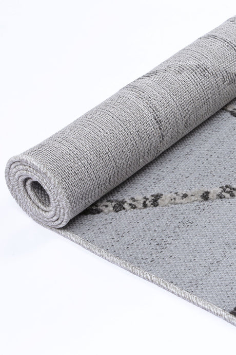 Grey geometric polypropylene floor rug 240x330cm