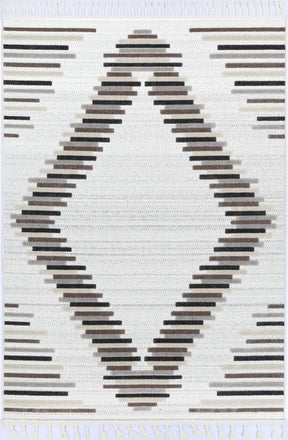 Cream beige geometric polypropylene floor rug 240x330cm