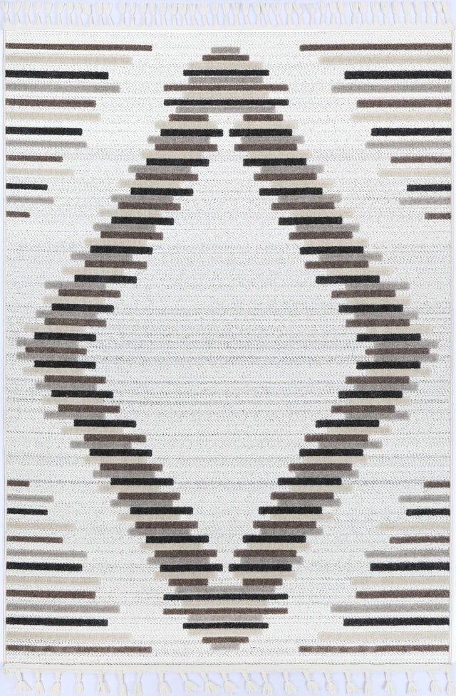 Cream beige geometric polypropylene floor rug 240x330cm