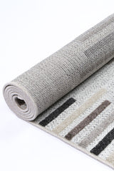 Cream beige geometric polypropylene floor rug 240x330cm
