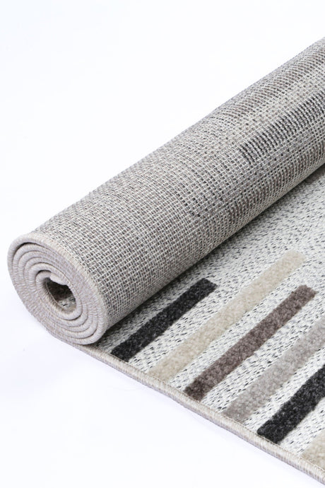 Cream beige geometric polypropylene floor rug 240x330cm