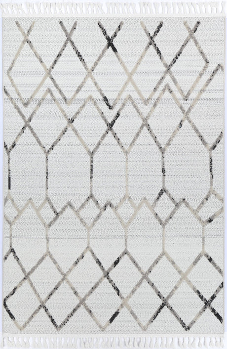 Modern Geometric Floor Rug, Cream Grey 300x400cm