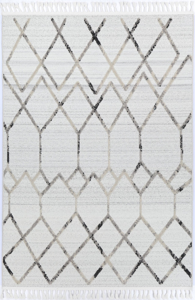 Modern Geometric Floor Rug, Cream Grey 300x400cm