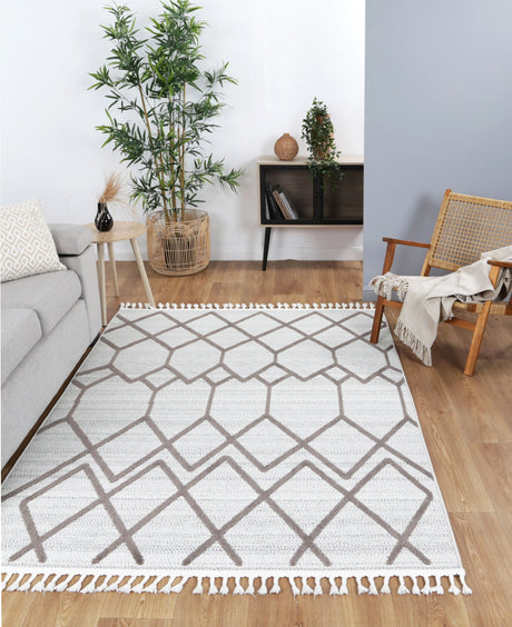 Modern Geometric Floor Rug, Cream Beige 300x400cm - view 2