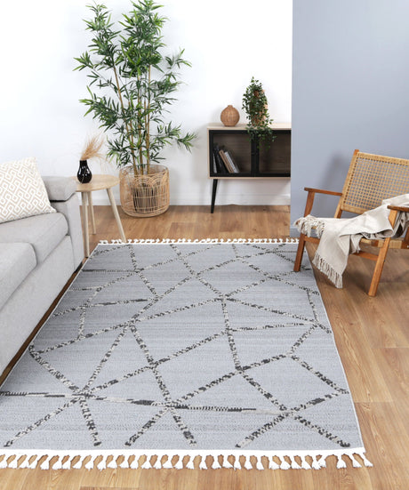 Modern Geometric Floor Rug, Grey Anthracite 300x400cm - view 2
