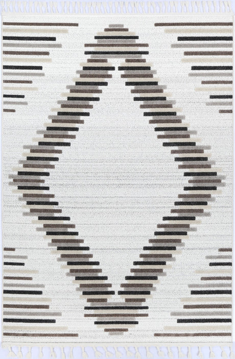 Modern Geometric Floor Rug, Cream Beige 300x400cm