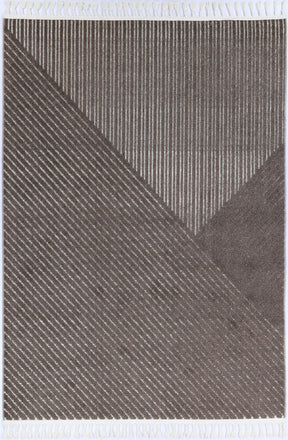 Cream beige geometric polypropylene runner rug 80 x 300cm view 1