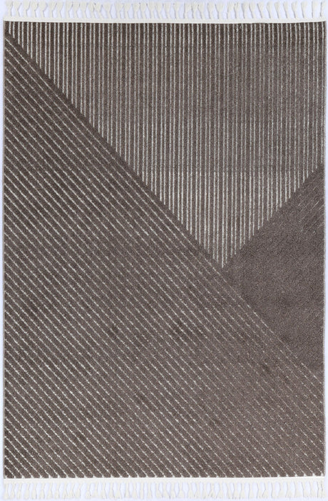 Cream beige geometric polypropylene runner rug 80 x 300cm view 1