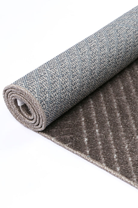 Cream beige geometric polypropylene runner rug 80 x 300cm view 4