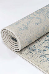 Distressed Transitional Polypropylene Floor Rug Ivory Blue 300 x 400cm