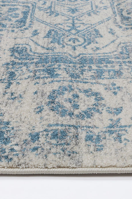Distressed Transitional Polypropylene Floor Rug Ivory Blue 300 x 400cm, view 4