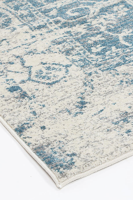 Distressed Transitional Polypropylene Floor Rug Ivory Blue 300 x 400cm, view 5