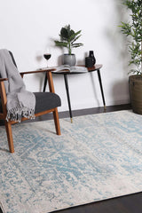 Distressed Transitional Polypropylene Floor Rug Ivory Blue 300 x 400cm, view 7