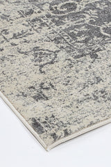 Distressed Transitional Polypropylene Floor Rug Ivory Grey 300 x 400cm