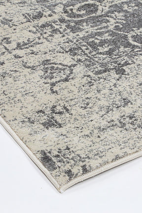 Distressed Transitional Polypropylene Floor Rug Ivory Grey 300 x 400cm