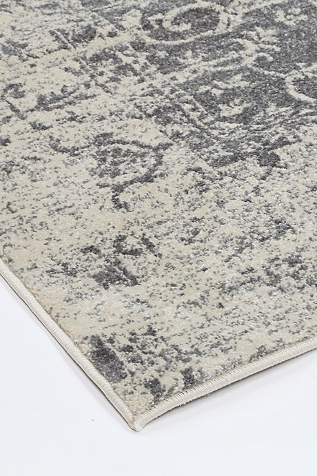 Distressed Transitional Polypropylene Floor Rug Ivory Grey 300 x 400cm