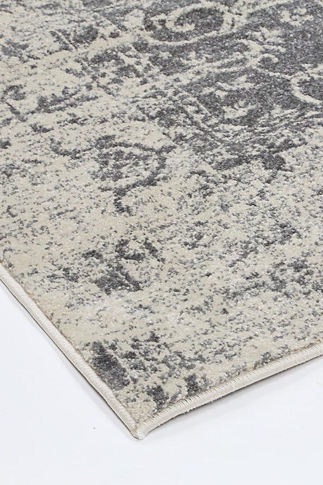 Distressed Transitional Polypropylene Floor Rug Ivory Grey 300 x 400cm
