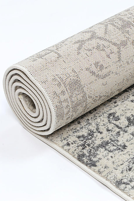 Distressed Transitional Polypropylene Floor Rug Ivory Grey 300 x 400cm, view 5