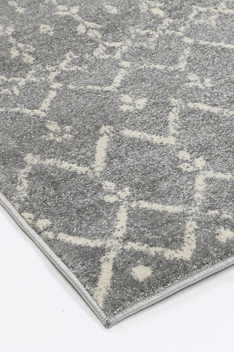 Distressed Transitional Polypropylene Floor Rug Grey Ivory 300 x 400cm
