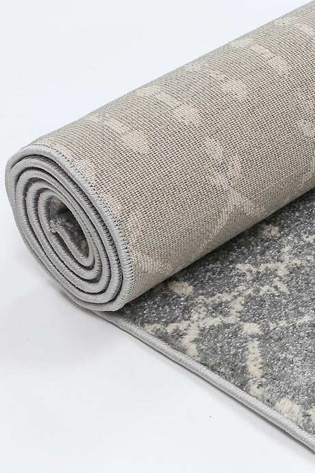 Distressed Transitional Polypropylene Floor Rug Grey Ivory 300 x 400cm, view 5