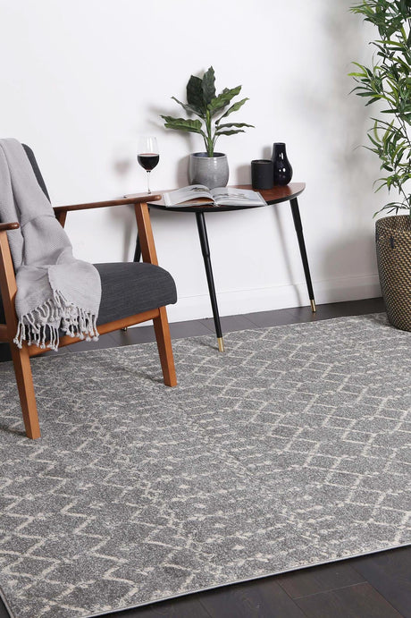 Distressed Transitional Polypropylene Floor Rug Grey Ivory 300 x 400cm, view 7