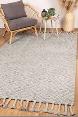 Grey hand tufted wool blend floor rug 240x330cm