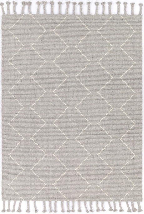 Hand Tufted Wool Blend Tribal Floor Rug, Grey 300x400cm