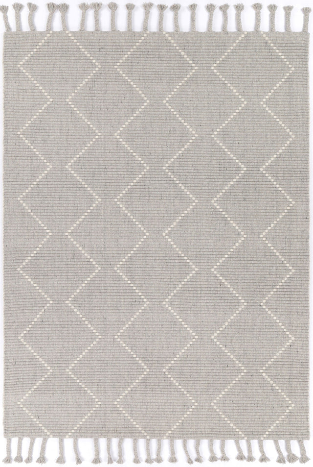 Hand Tufted Wool Blend Tribal Floor Rug, Grey 300x400cm