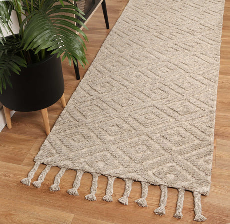 Hand Tufted Wool Blend Tribal Floor Rug, Ash 300x400cm