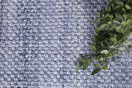 Tribal textured wool blend floor rug in blue, 160x230cm