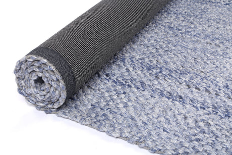 Tribal textured wool blend floor rug in blue, 160x230cm