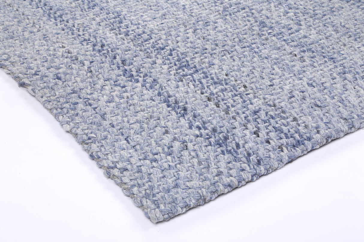 Tribal textured wool blend floor rug in blue, 160x230cm