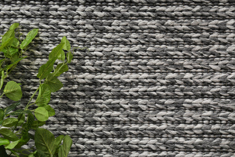 Tribal textured wool blend floor rug in charcoal, 160x230cm