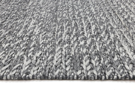 Tribal textured wool blend floor rug in charcoal, 160x230cm