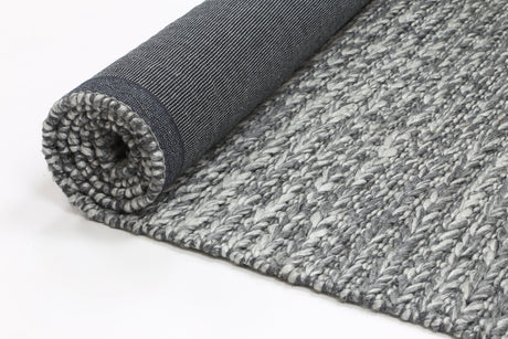 Tribal textured wool blend floor rug in charcoal, 160x230cm